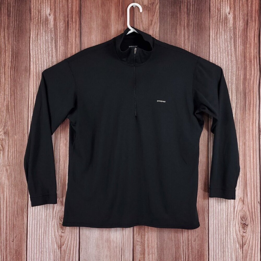 *READ* Vintage Patagonia Mens Large Capilene Midweight Zip-T Black Baselayer USA